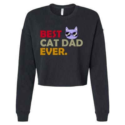 Best Cat Dad Ever Funny Cat Lover Cropped Pullover Crew