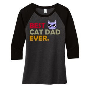 Best Cat Dad Ever Funny Cat Lover Women's Tri-Blend 3/4-Sleeve Raglan Shirt