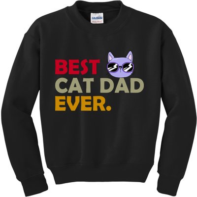 Best Cat Dad Ever Funny Cat Lover Kids Sweatshirt
