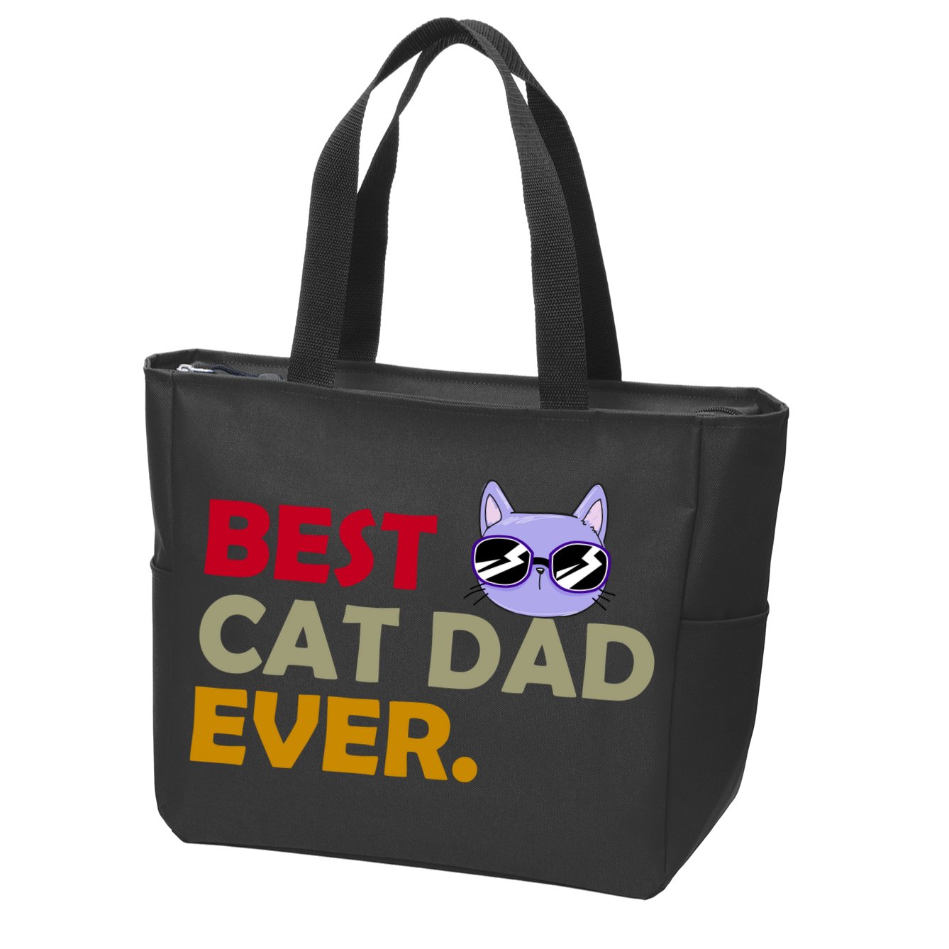 Best Cat Dad Ever Funny Cat Lover Zip Tote Bag