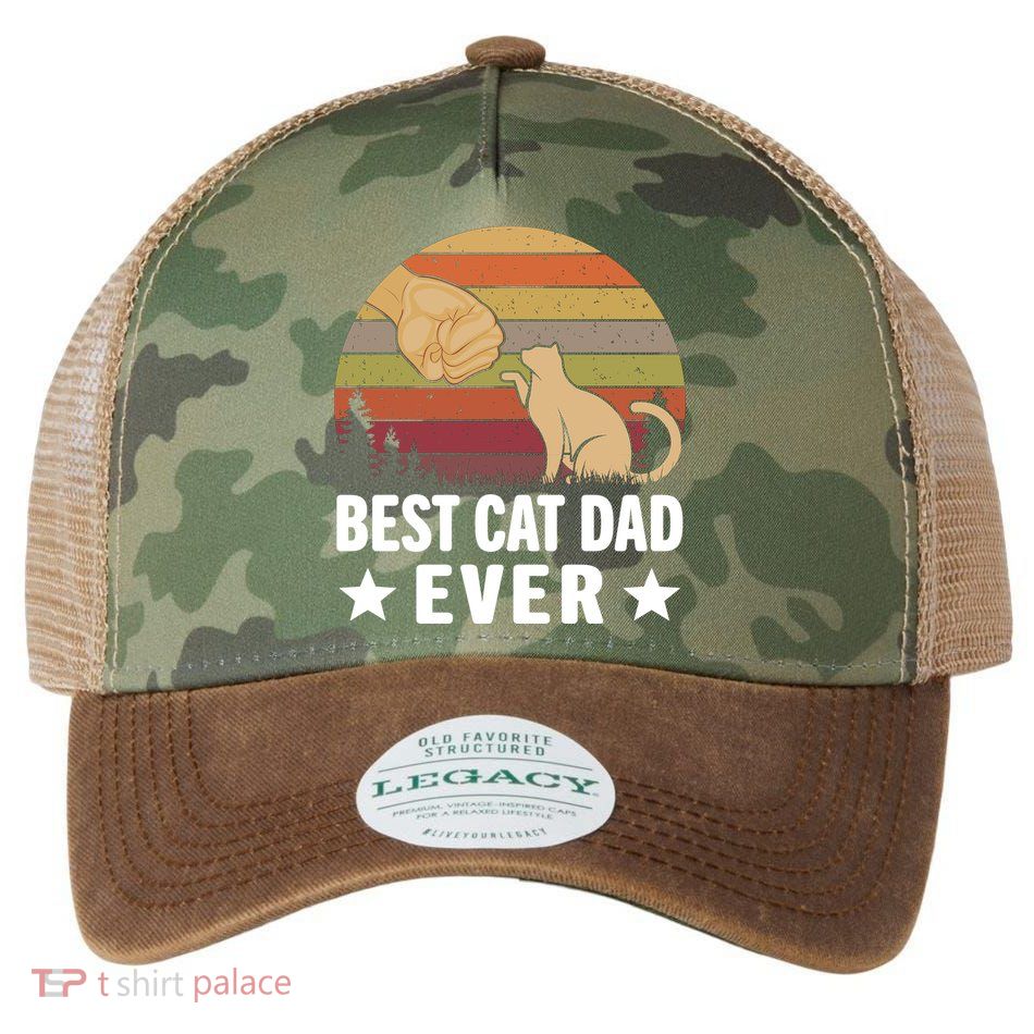 Best Cat Dad Ever Funny Cute Retro Legacy Tie Dye Trucker Hat
