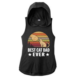 Best Cat Dad Ever Funny Cute Retro Ladies PosiCharge Tri-Blend Wicking Draft Hoodie Tank