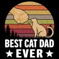 Best Cat Dad Ever Funny Cute Retro Stripe Pom Pom Beanie