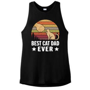 Best Cat Dad Ever Funny Cute Retro Ladies PosiCharge Tri-Blend Wicking Tank