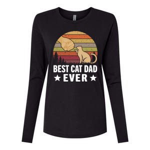 Best Cat Dad Ever Funny Cute Retro Womens Cotton Relaxed Long Sleeve T-Shirt