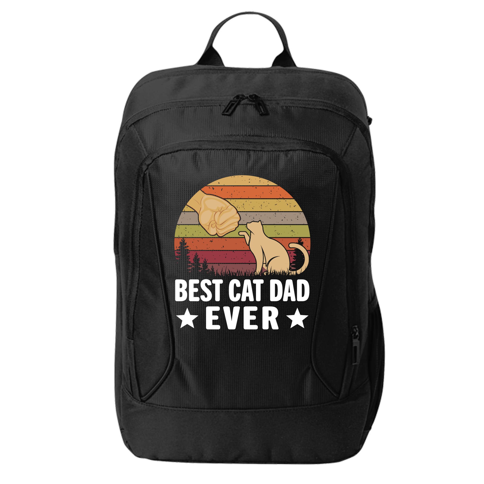 Best Cat Dad Ever Funny Cute Retro City Backpack