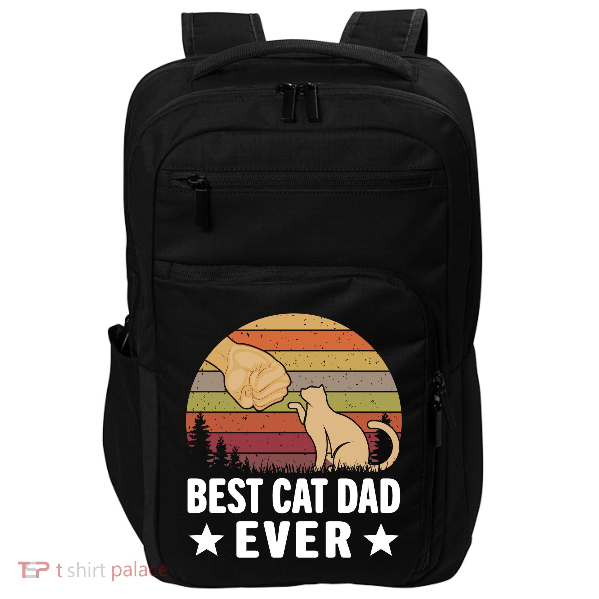 Best Cat Dad Ever Funny Cute Retro Impact Tech Backpack