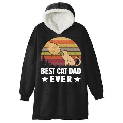 Best Cat Dad Ever Funny Cute Retro Hooded Wearable Blanket
