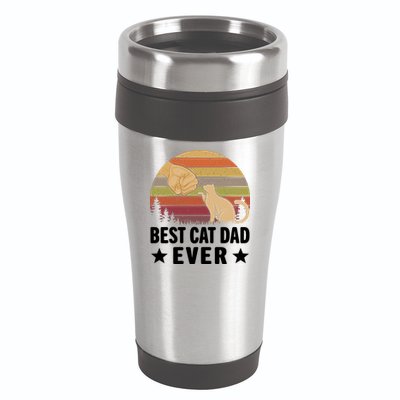 Best Cat Dad Ever Funny Cute Retro 16oz Travel Tumbler