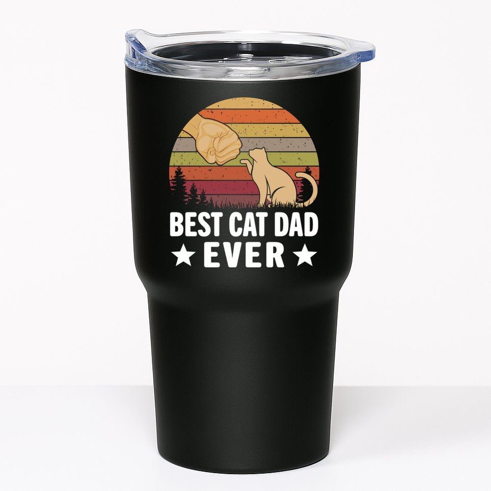 Best Cat Dad Ever Funny Cute Retro Tumbler