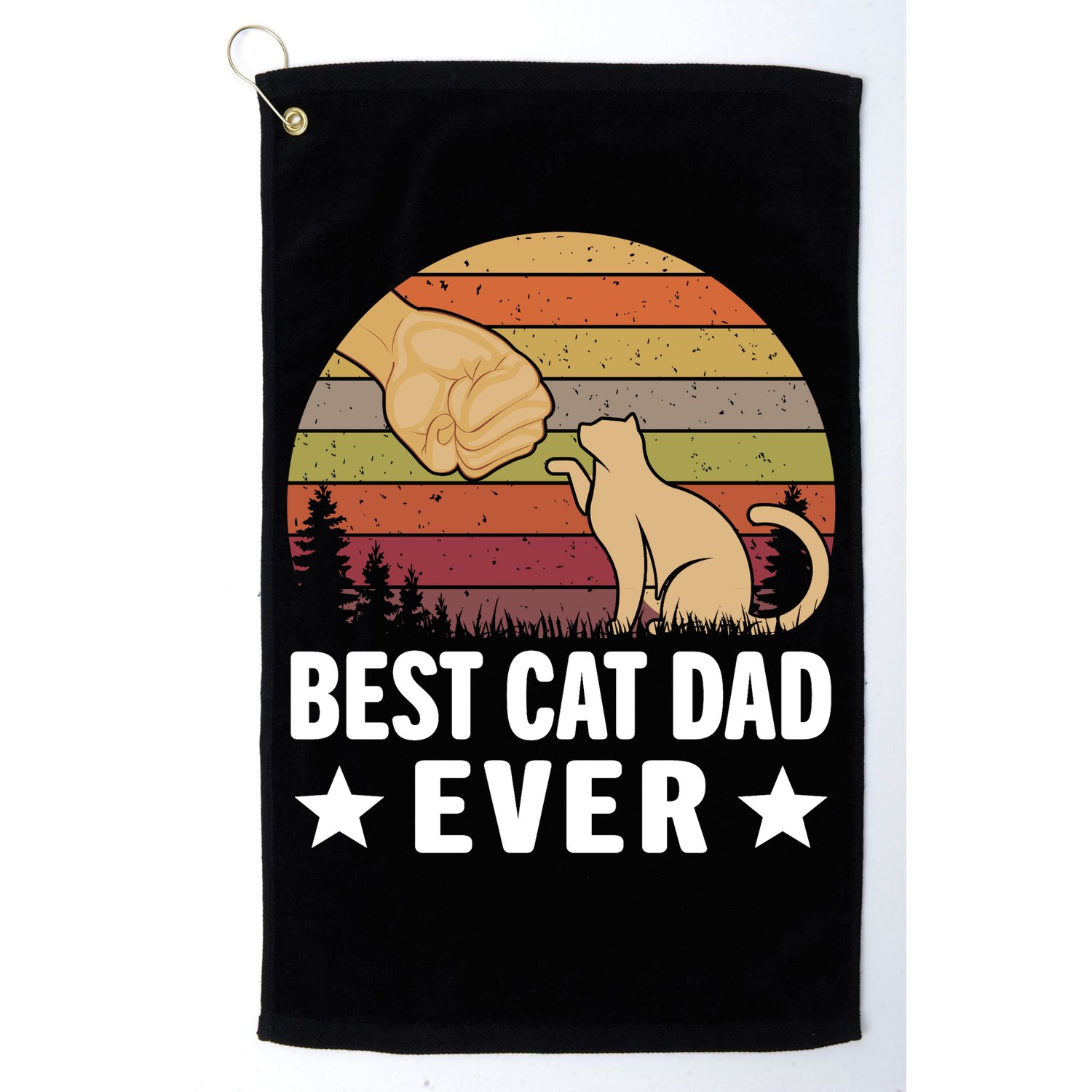 Best Cat Dad Ever Funny Cute Retro Golf Towel