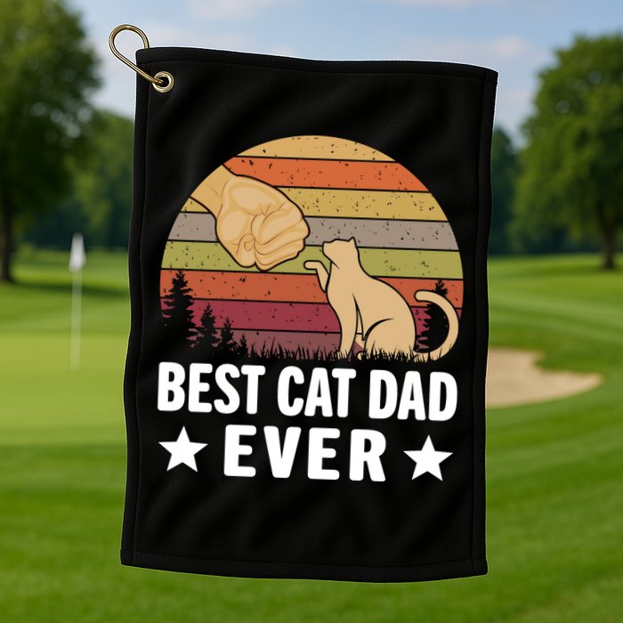Best Cat Dad Ever Funny Cute Retro Golf Towel