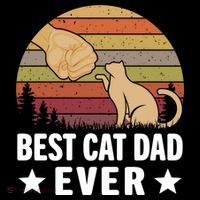 Best Cat Dad Ever Funny Cute Retro Women's Knotted Racerback Tank