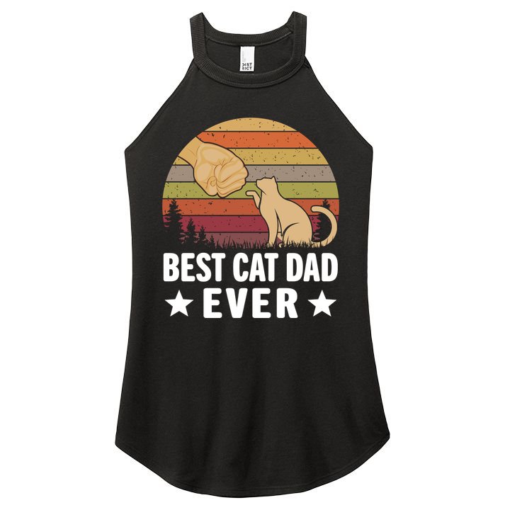 Best Cat Dad Ever Funny Cute Retro Women's Perfect Tri Rocker Tank