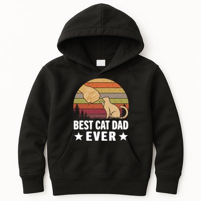 Best Cat Dad Ever Funny Cute Retro Kids Hoodie