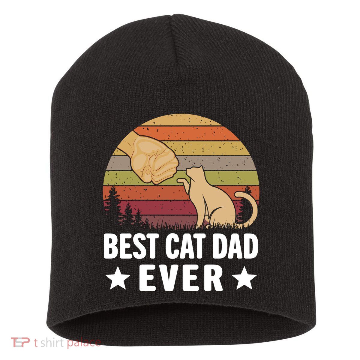 Best Cat Dad Ever Funny Cute Retro Short Acrylic Beanie