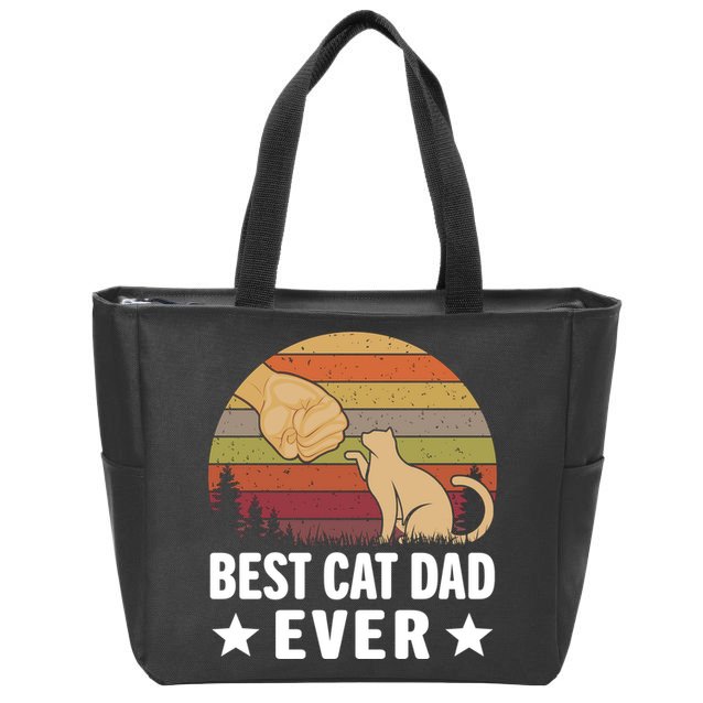 Best Cat Dad Ever Funny Cute Retro Zip Tote Bag