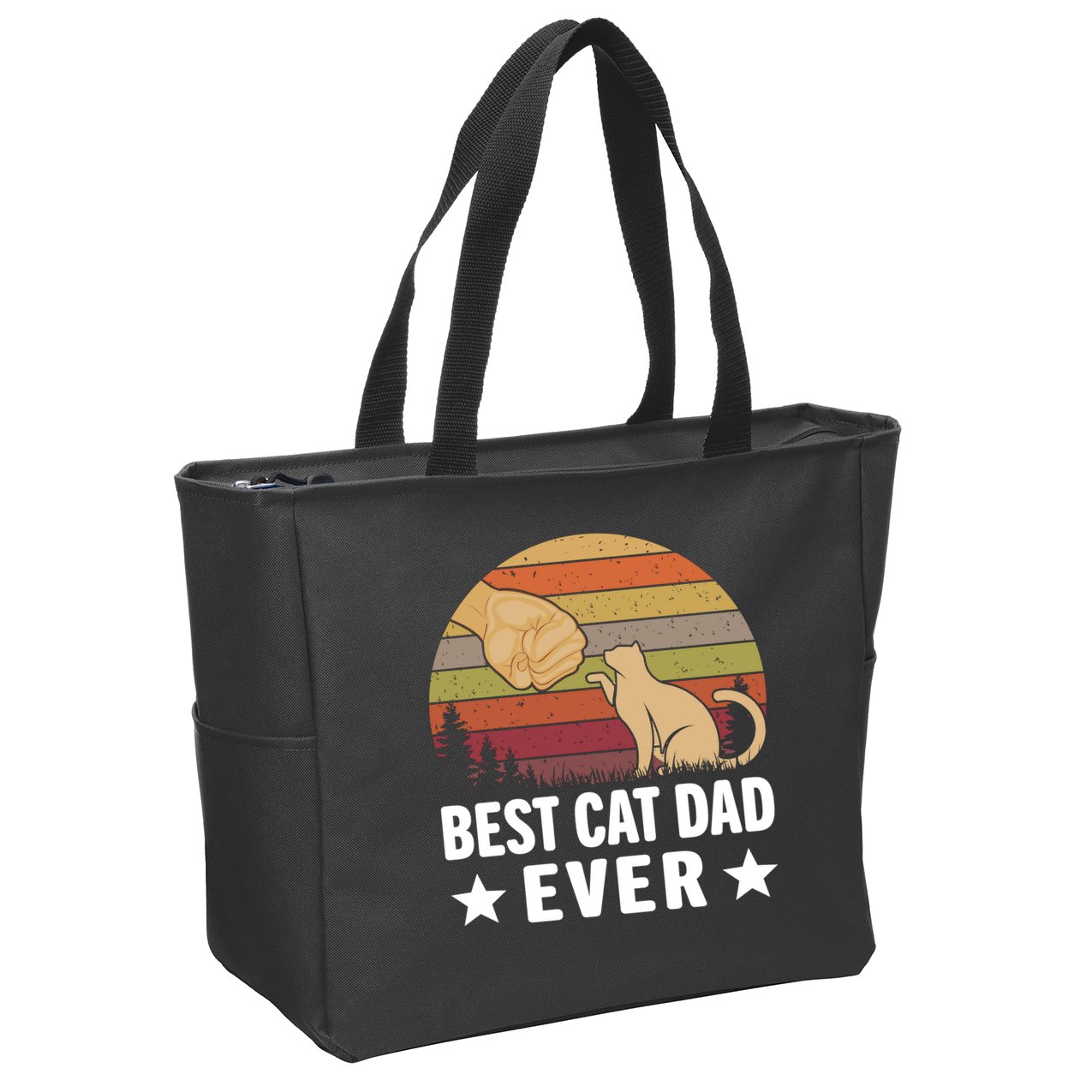 Best Cat Dad Ever Funny Cute Retro Zip Tote Bag
