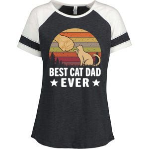 Best Cat Dad Ever Funny Cute Retro Enza Ladies Jersey Colorblock Tee