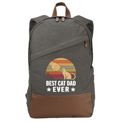 Best Cat Dad Ever Funny Cute Retro Cotton Canvas Backpack