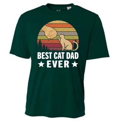 Best Cat Dad Ever Funny Cute Retro Cooling Performance Crew T-Shirt