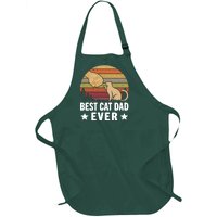 Best Cat Dad Ever Funny Cute Retro Full-Length Apron With Pockets