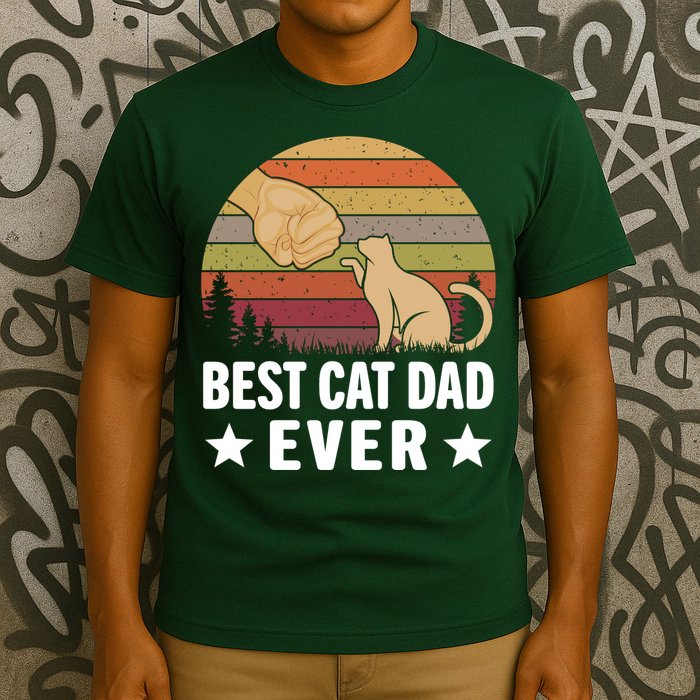 Best Cat Dad Ever Funny Cute Retro T-Shirt