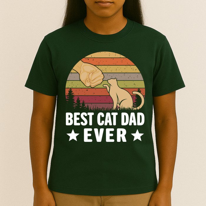 Best Cat Dad Ever Funny Cute Retro T-Shirt