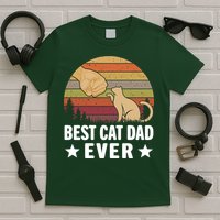 Best Cat Dad Ever Funny Cute Retro T-Shirt