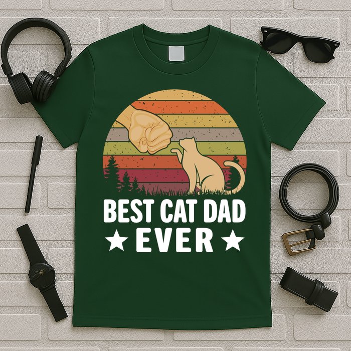 Best Cat Dad Ever Funny Cute Retro T-Shirt