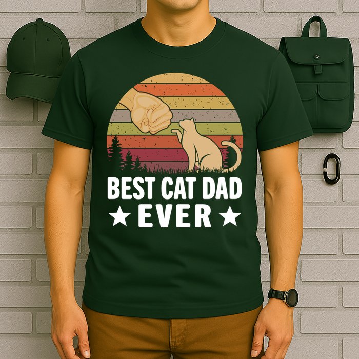 Best Cat Dad Ever Funny Cute Retro T-Shirt