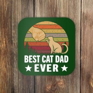 Best Cat Dad Ever Funny Cute Retro Coaster