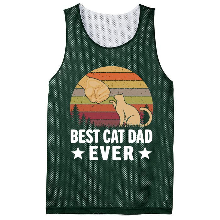Best Cat Dad Ever Funny Cute Retro Mesh Reversible Basketball Jersey Tank