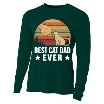Best Cat Dad Ever Funny Cute Retro Cooling Performance Long Sleeve Crew