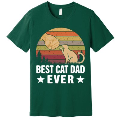 Best Cat Dad Ever Funny Cute Retro Premium T-Shirt