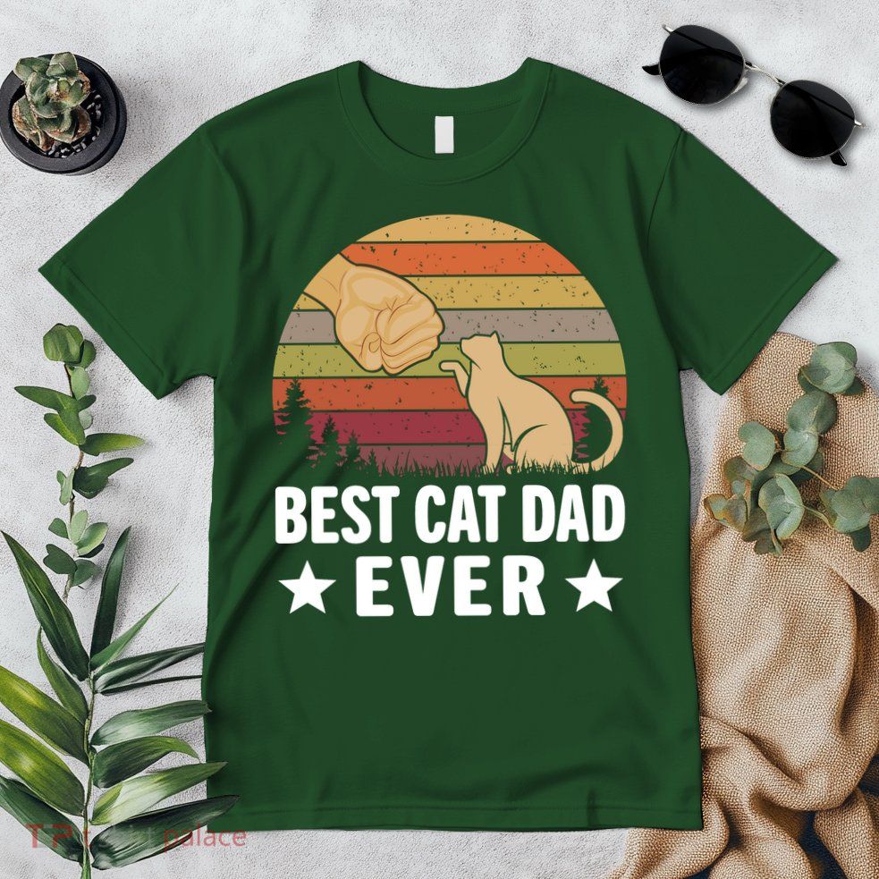 Best Cat Dad Ever Funny Cute Retro Premium T-Shirt