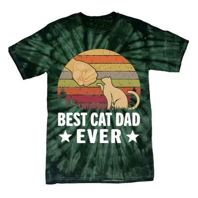 Best Cat Dad Ever Funny Cute Retro Tie-Dye T-Shirt