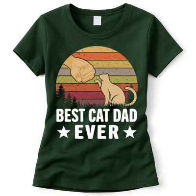 Best Cat Dad Ever Funny Cute Retro Womens T-Shirt