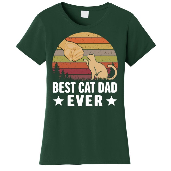 Best Cat Dad Ever Funny Cute Retro Women's T-Shirt