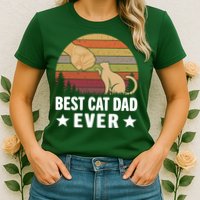 Best Cat Dad Ever Funny Cute Retro Womens T-Shirt