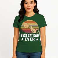 Best Cat Dad Ever Funny Cute Retro Womens T-Shirt