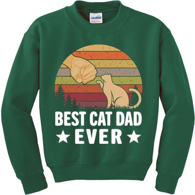 Best Cat Dad Ever Funny Cute Retro Kids Sweatshirt