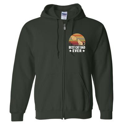 Best Cat Dad Ever Funny Cute Retro Full Zip Hoodie