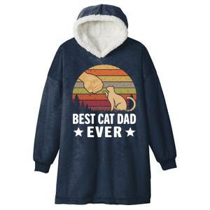 Best Cat Dad Ever Funny Cute Retro Hooded Wearable Blanket