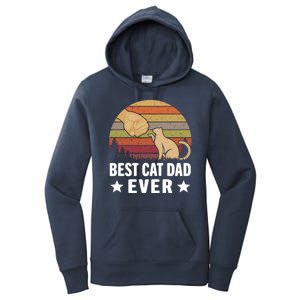 Best Cat Dad Ever Funny Cute Retro Women's Pullover Hoodie