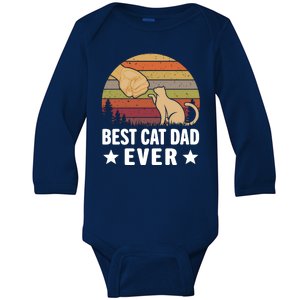 Best Cat Dad Ever Funny Cute Retro Baby Long Sleeve Bodysuit