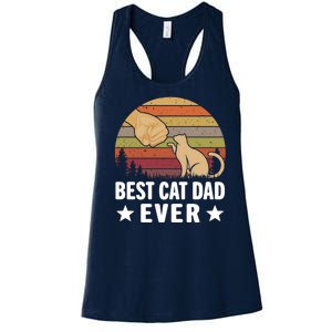 Best Cat Dad Ever Funny Cute Retro Women's Racerback Tank