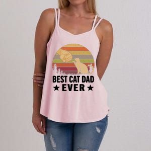 Best Cat Dad Ever Funny Cute Retro Women's Strappy Tank