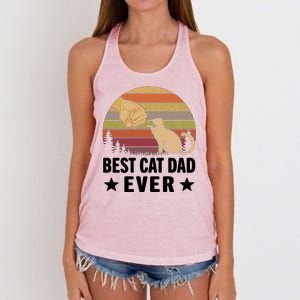 Best Cat Dad Ever Funny Cute Retro Women's Knotted Racerback Tank