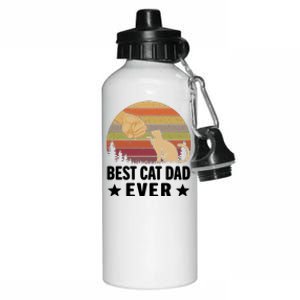 Best Cat Dad Ever Funny Cute Retro Aluminum Water Bottle